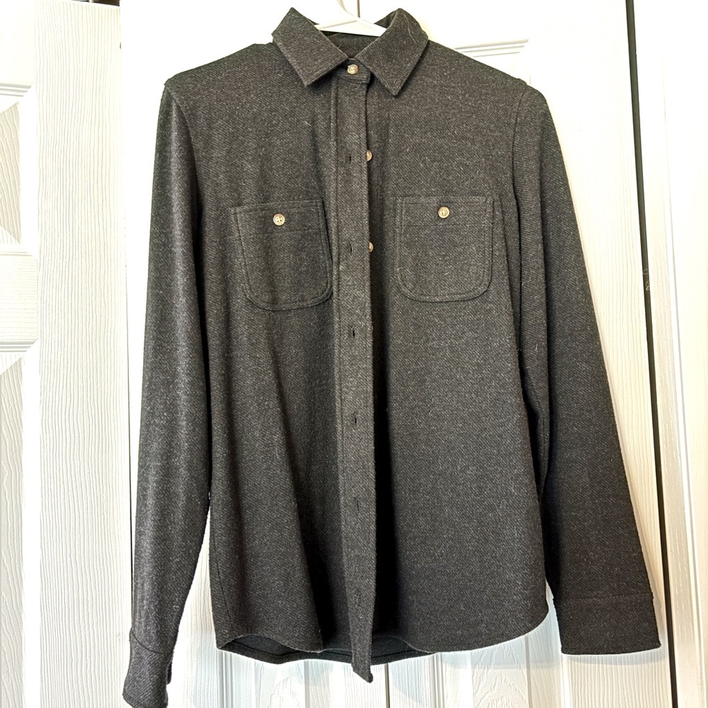 Faherty Legend Sweater Shirt Women XS Heathered Black NWT Button Front